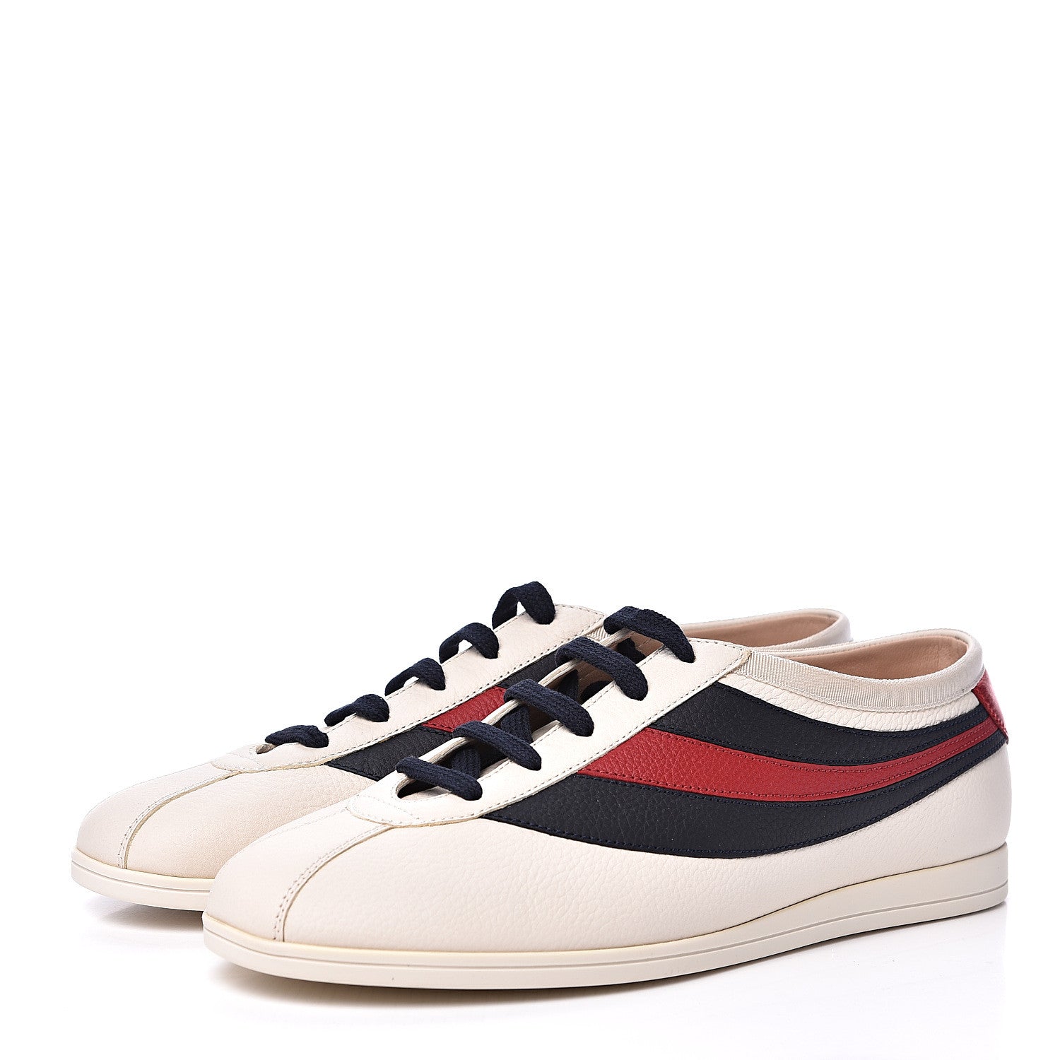 Gucci Calfskin Mens Web Falacer Sneakers 7 White Blue 3 of 10