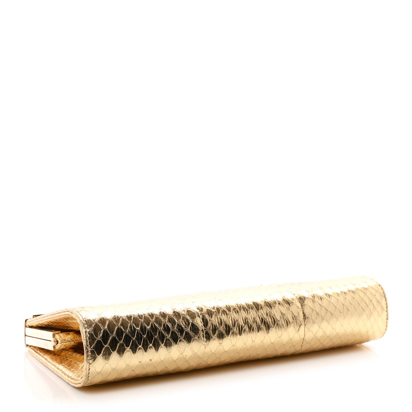 Metallic Snakeskin Cayla Clutch Gold