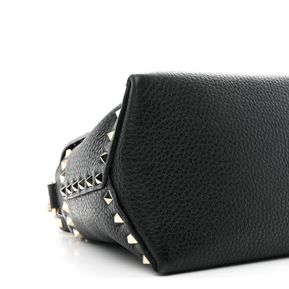 Valentino Garavani Pebbled Calfskin Rockstud Single Handle Flap Bag Black 8 of 11