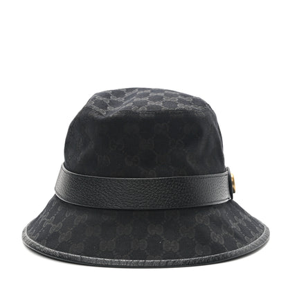 Gucci Monogram Textured Dollar Calfskin GG Jago Bucket Hat L Black 5 of 11