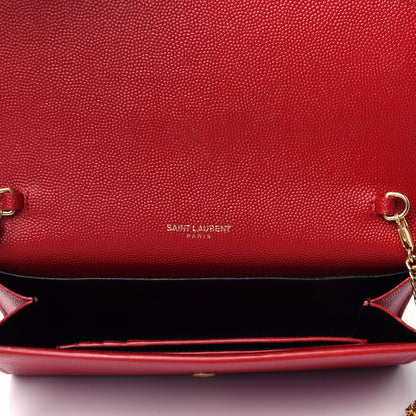 Saint Laurent Grain De Poudre Uptown Chain Wallet Red 3 of 4