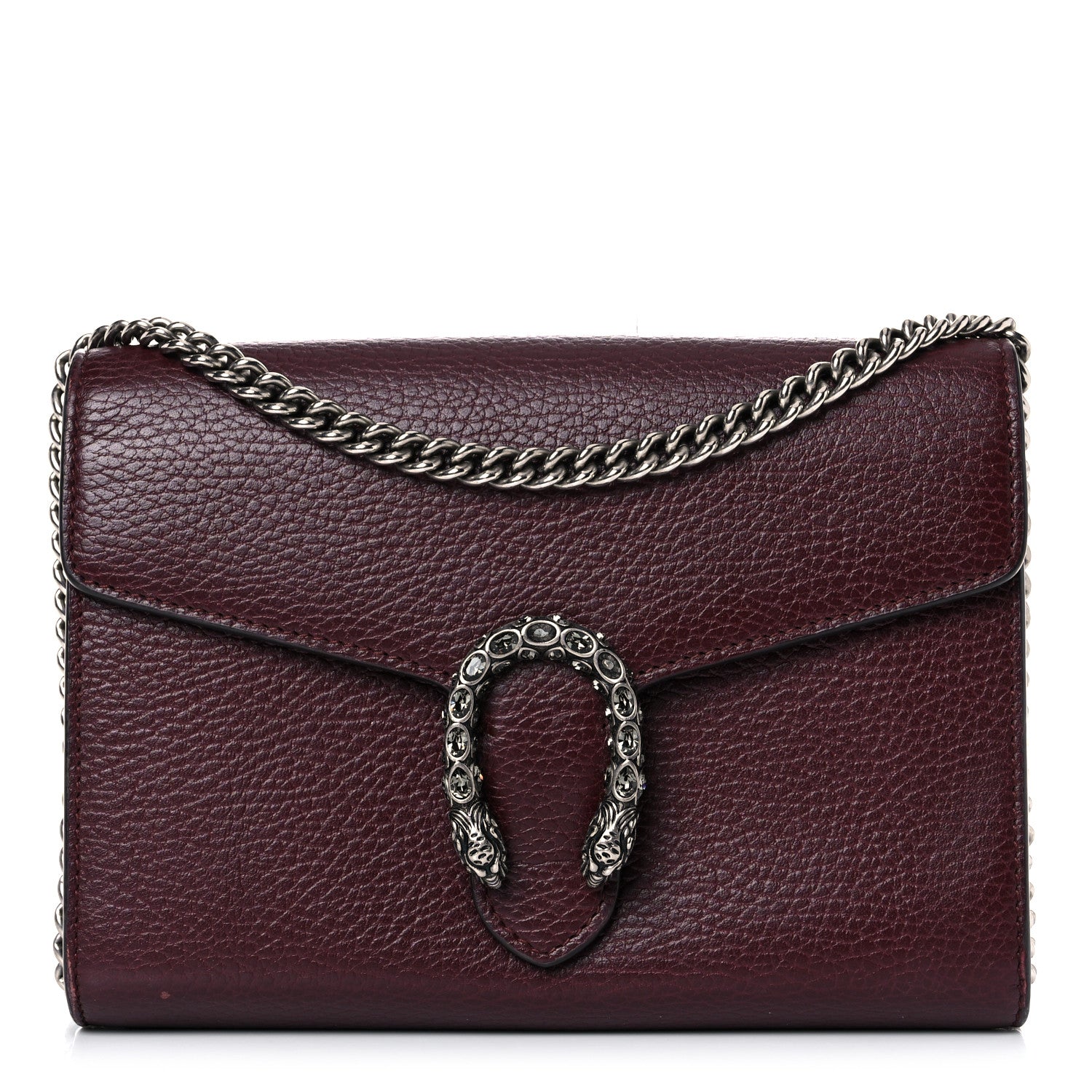 Gucci Dollar Calfskin Crystal Mini Dionysus Chain Wallet Vintage Bordeaux 1 of 15
