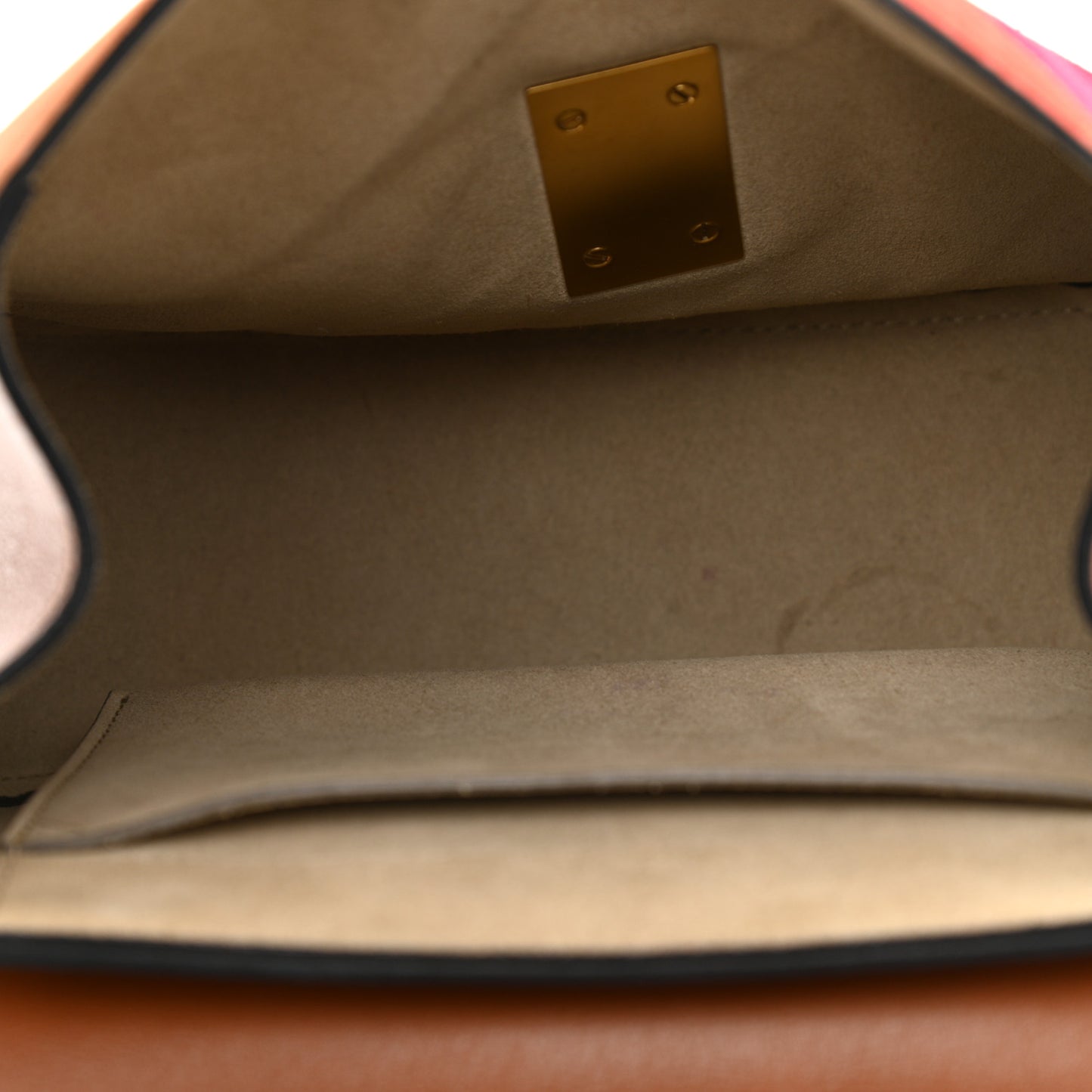 Calfskin Suede Rainbow Patchwork Drew Shoulder Bag Caramel