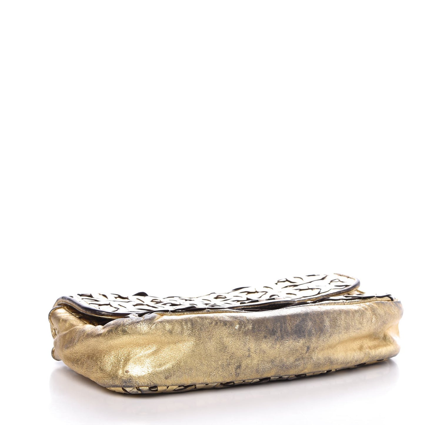 Metallic Crackled Calfskin Medium CC Mix Flap Gold Silver