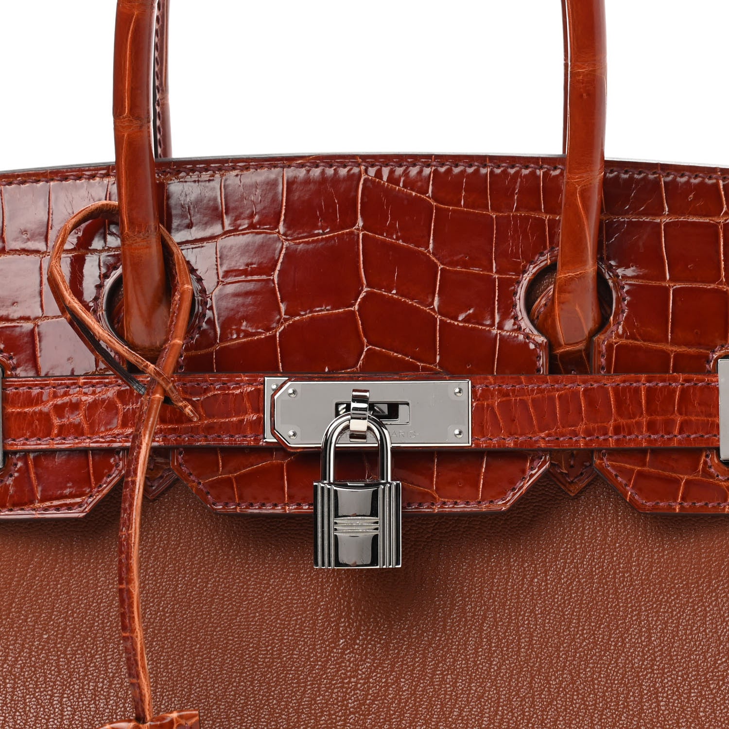 Hermes Chevre Mysore Shiny Niloticus Crocodile Birkin Touch 30 Noisette Etrusque 7 of 11