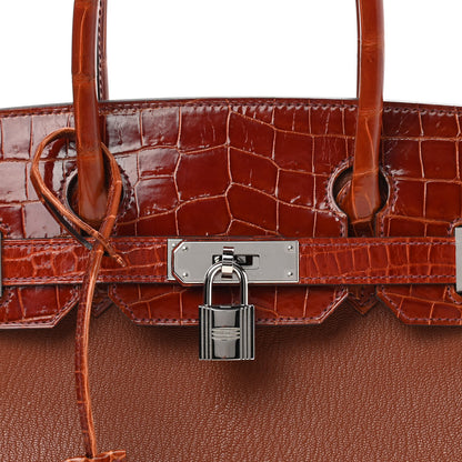 Hermes Chevre Mysore Shiny Niloticus Crocodile Birkin Touch 30 Noisette Etrusque 7 of 11