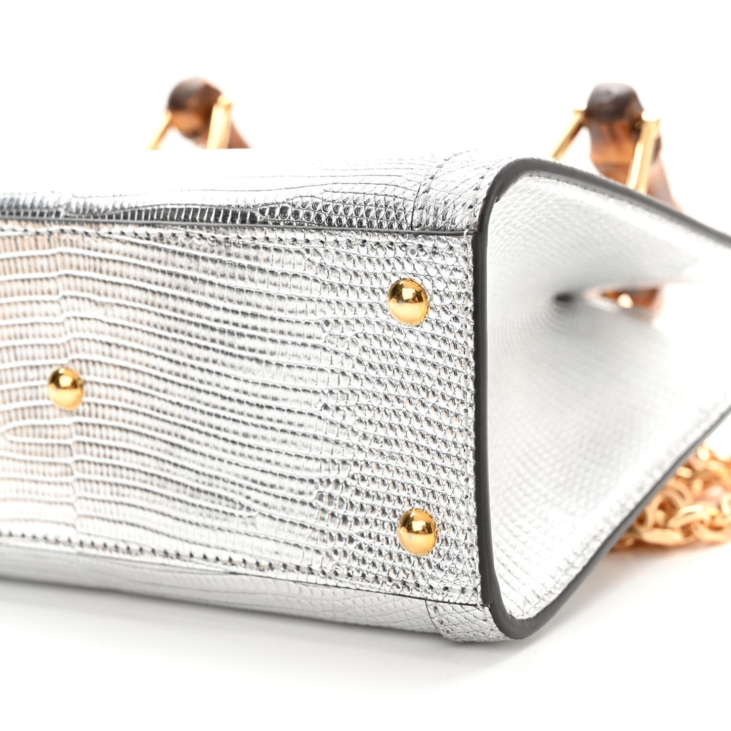 Lizard Mini Diana Tote Bag Silver