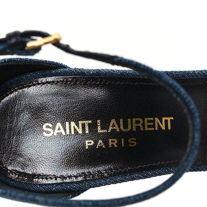 Saint Laurent Denim Bea 105 Ankle Strap Sandals 36 Blue Jeans 8 of 10