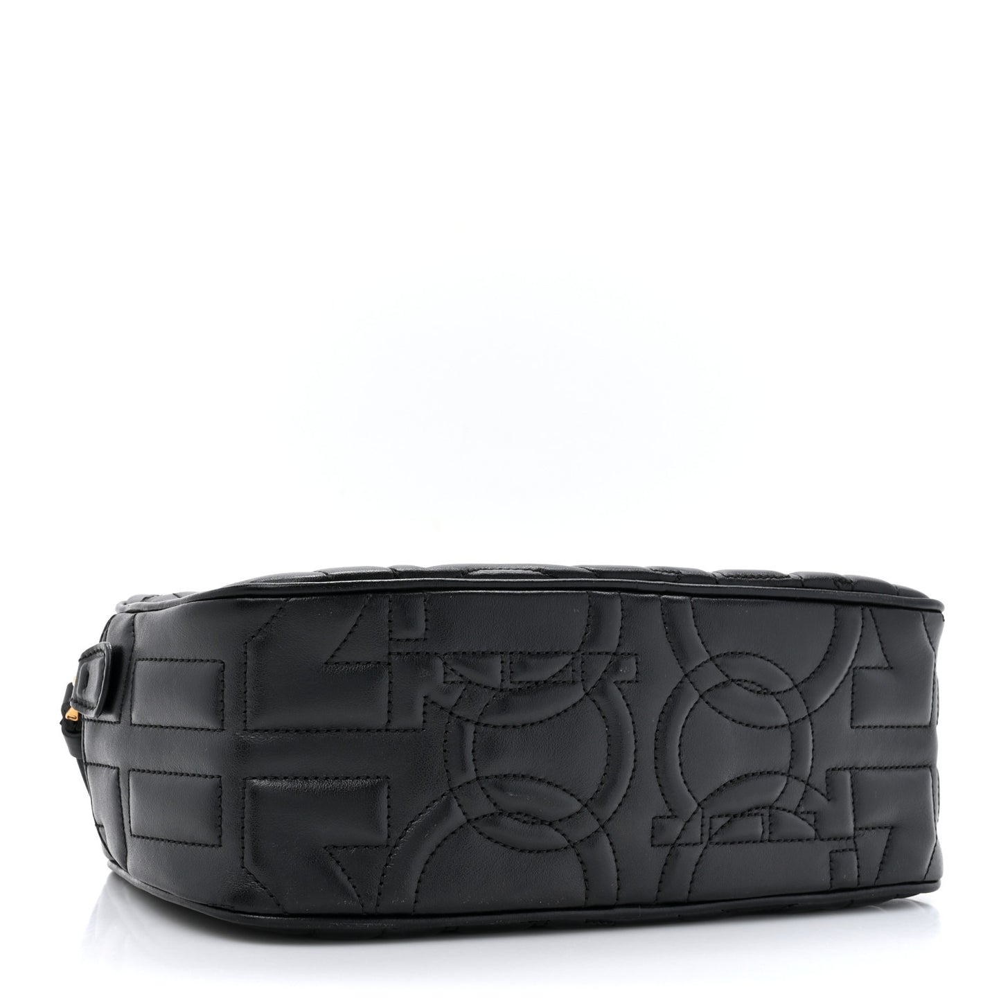 SALVATORE FERRAGAMO Calfskin Quilted Gancini Camera Bag Black