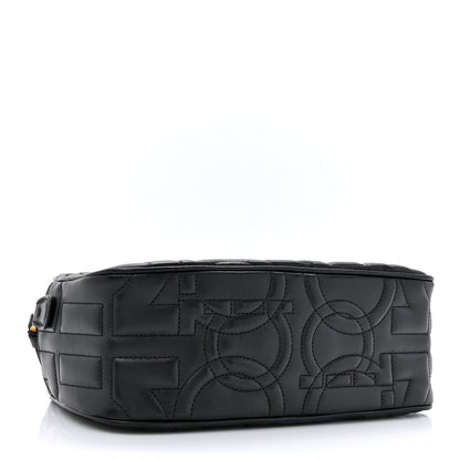 Salvatore Ferragamo SALVATORE FERRAGAMO Calfskin Quilted Gancini Camera Bag Black 4 of 13