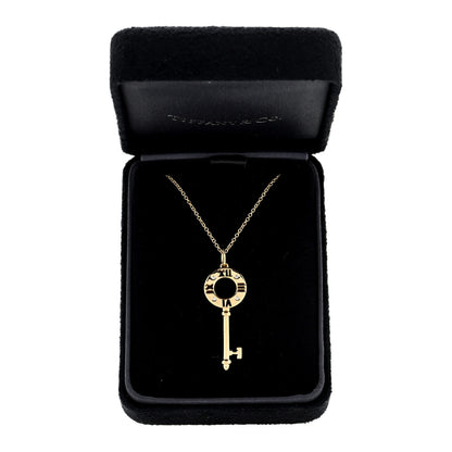 Tiffany 18K Yellow Gold Diamond Atlas Pierced Key Pendant Necklace 5 of 5