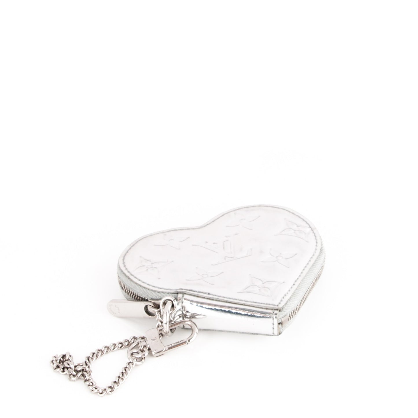 Monogram Miroir Heart Coin Purse Silver