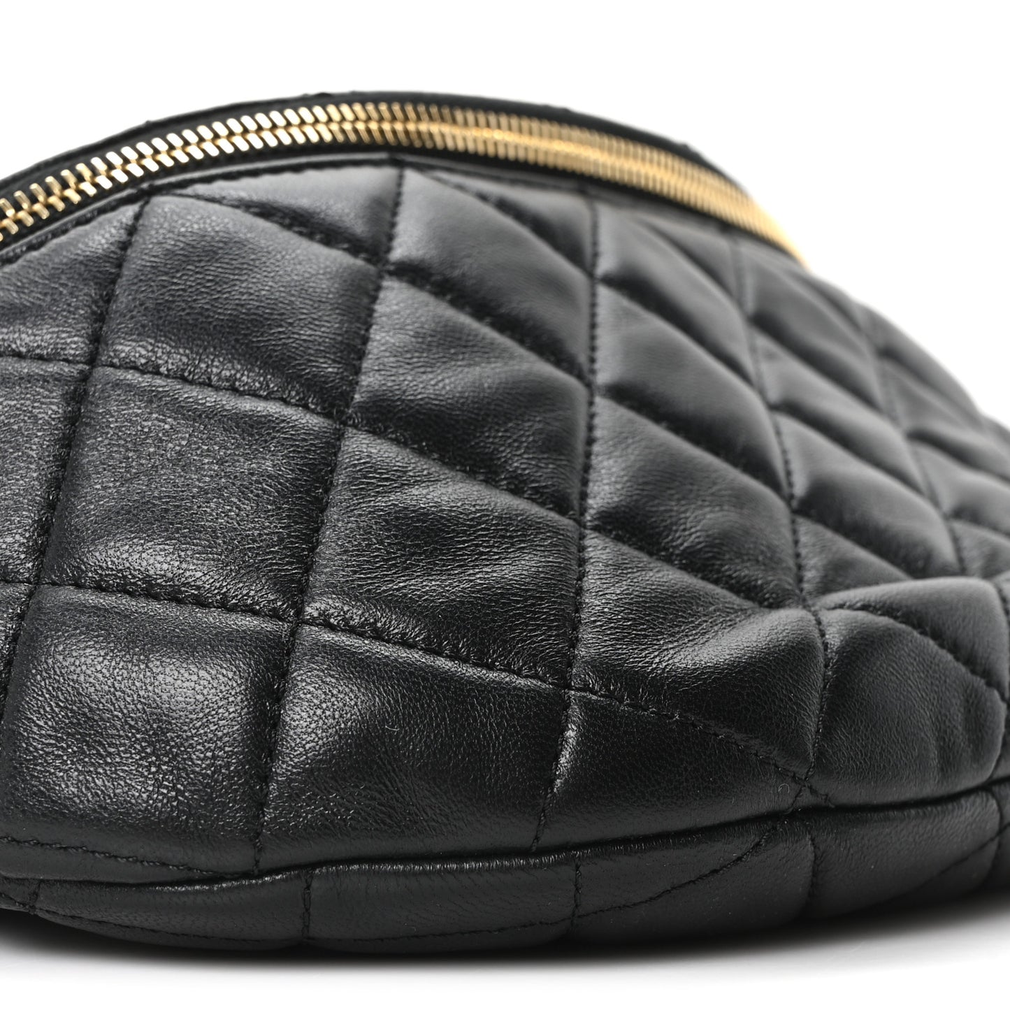 Lambskin Pearl Quilted CC Belt Bag Black