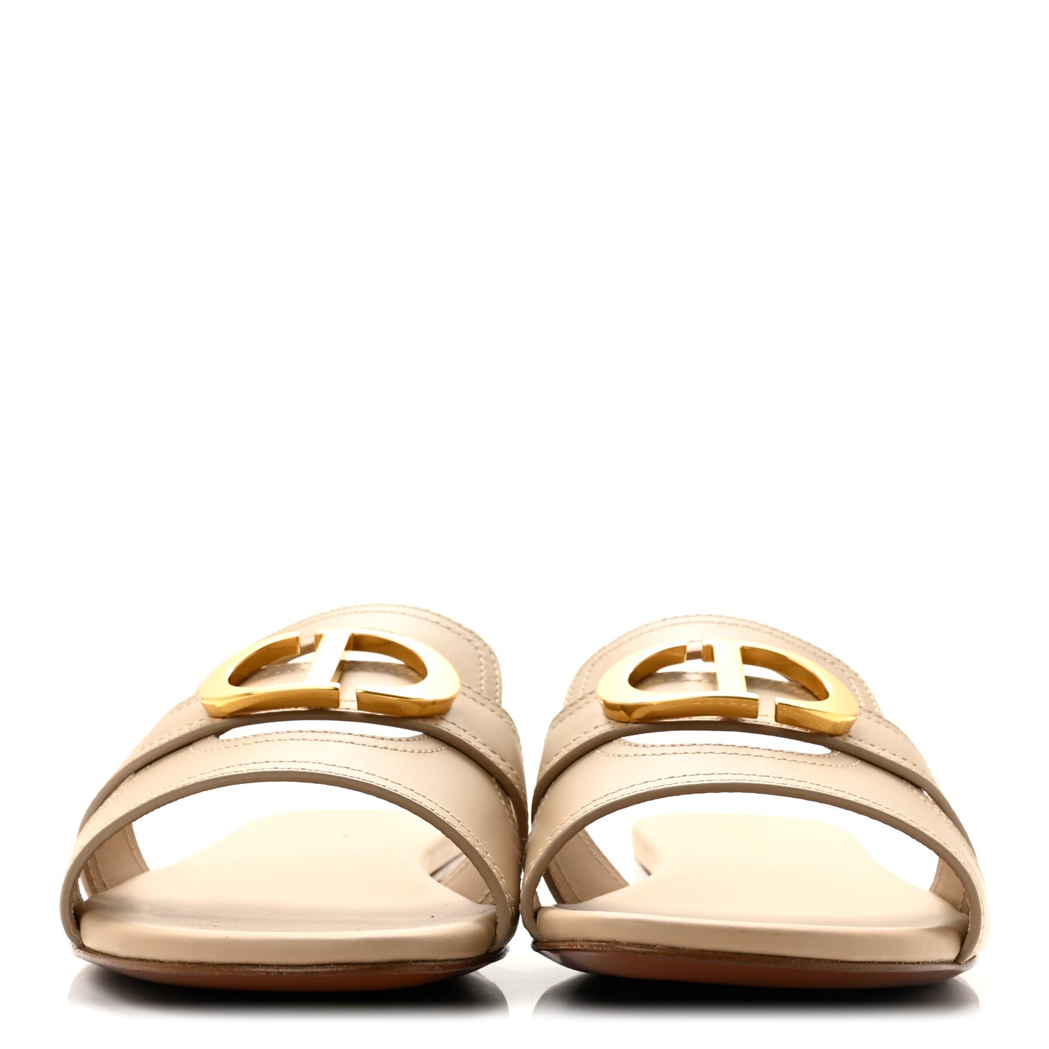 Christian Dior Calfskin 30 Montaigne Flat Slide Sandals 37 Desert 3 of 10