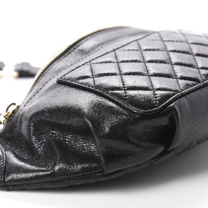 Chanel Crumpled Glazed Lambskin Quilted Waist Bag Fanny Pack Black 6 of 10