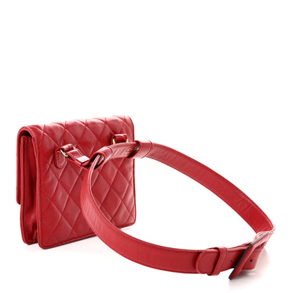 Chanel Lambskin Quilted Flap Waist Belt Bag 75 30 Red 3 of 11