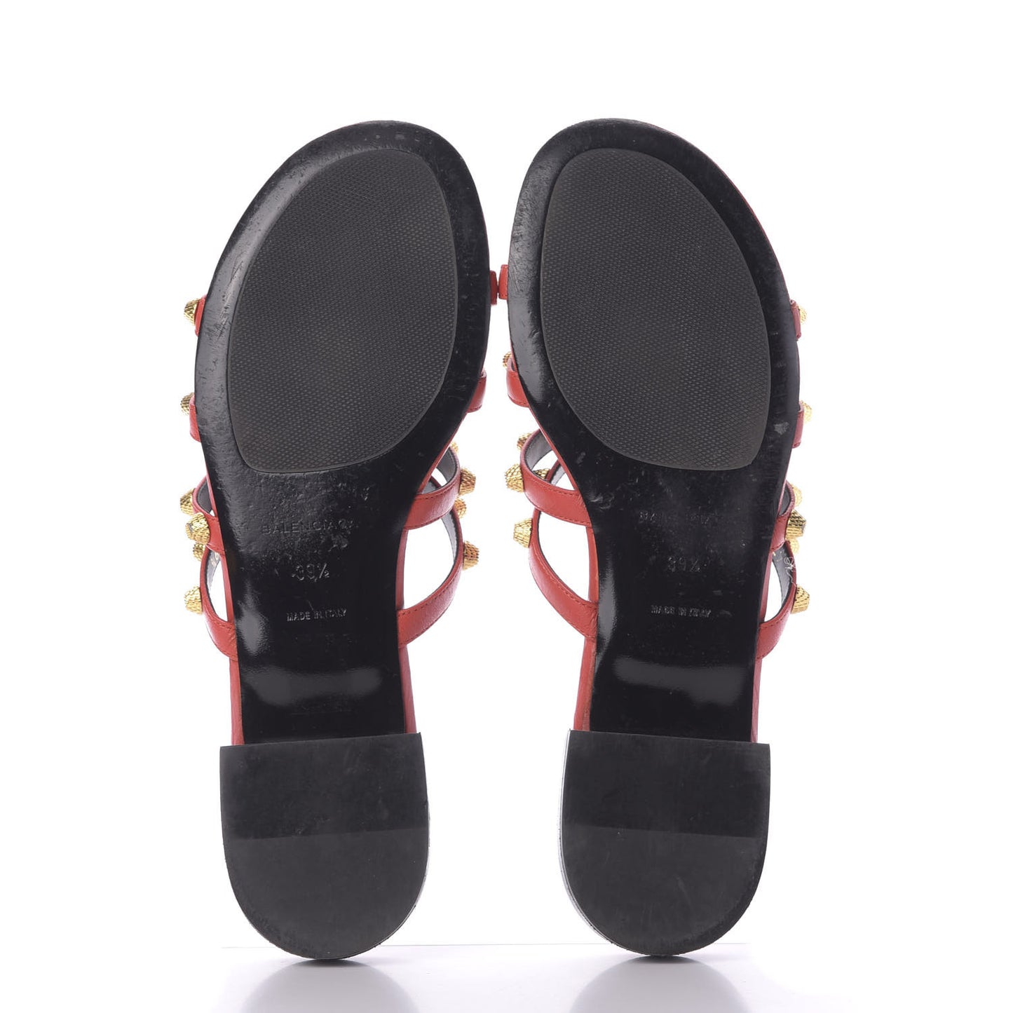 Agneau Lambskin Giant Gold Stud Sandals 39.5 Rouge Vermillion