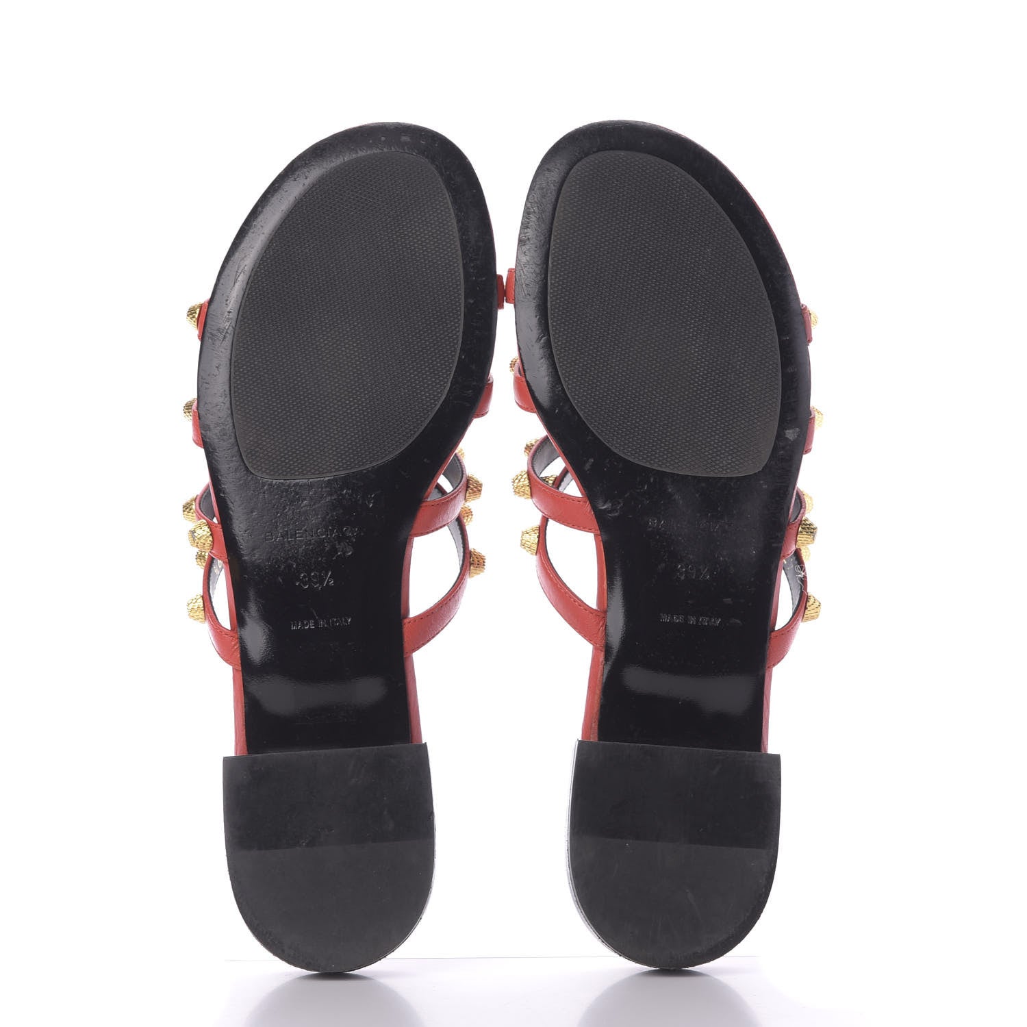 Balenciaga Agneau Lambskin Giant Gold Stud Sandals 39.5 Rouge Vermillion 7 of 13