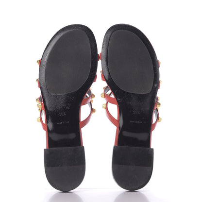 Balenciaga Agneau Lambskin Giant Gold Stud Sandals 39.5 Rouge Vermillion 7 of 13