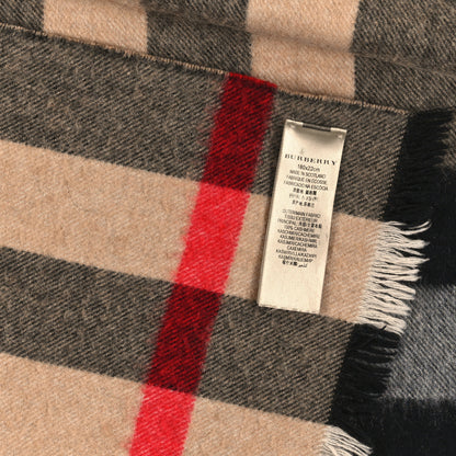 Burberry Cashmere Giant Exploded Check Fringe Scarf Camel 3 of 3
