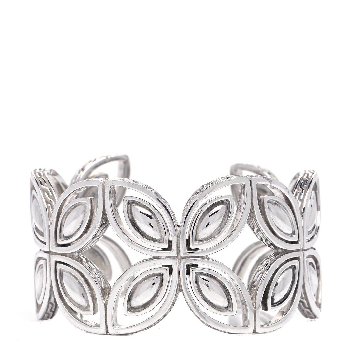 Sterling Silver Kawung Flower Cuff Bracelet