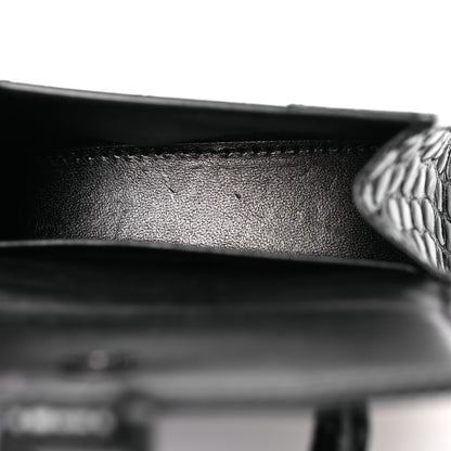 Balenciaga Shiny Calfskin Monochrome Crocodile Embossed Hourglass Top Handle Bag Mini with Chain Black 5 of 12