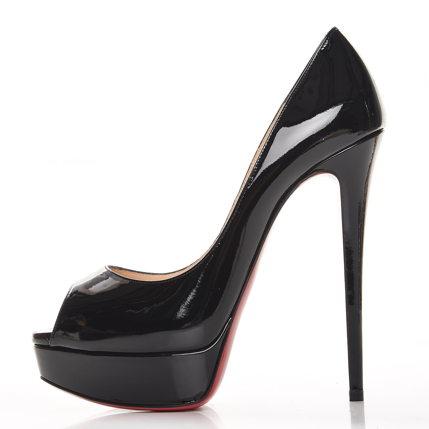 Christian Louboutin Patent Lady Peep 150 Pumps 39.5 Black 1 of 8