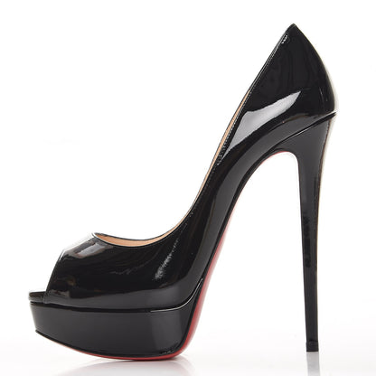 Christian Louboutin Patent Lady Peep 150 Pumps 39.5 Black 1 of 8