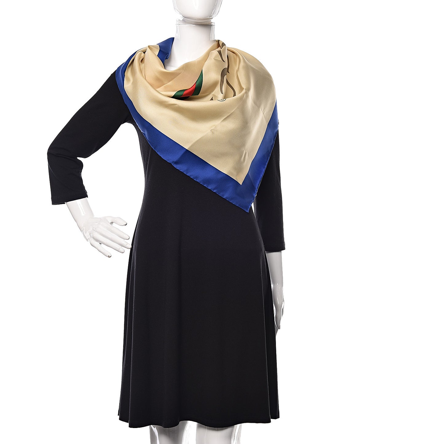 Silk Logo Square Scarf Ivory Blue