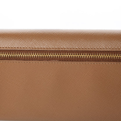 Prada Saffiano Continental Flap Wallet Caramel 8 of 12