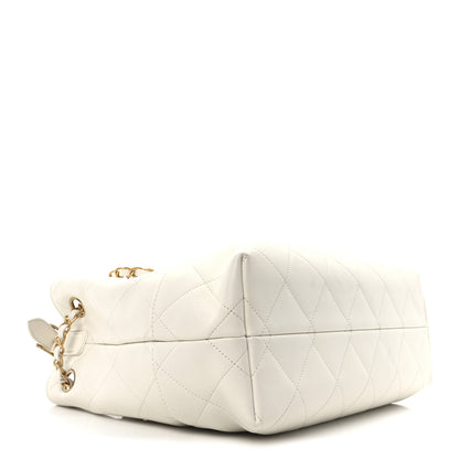 Chanel Calfskin Quilted Small Coco Base Shopping Bag White 4 of 10