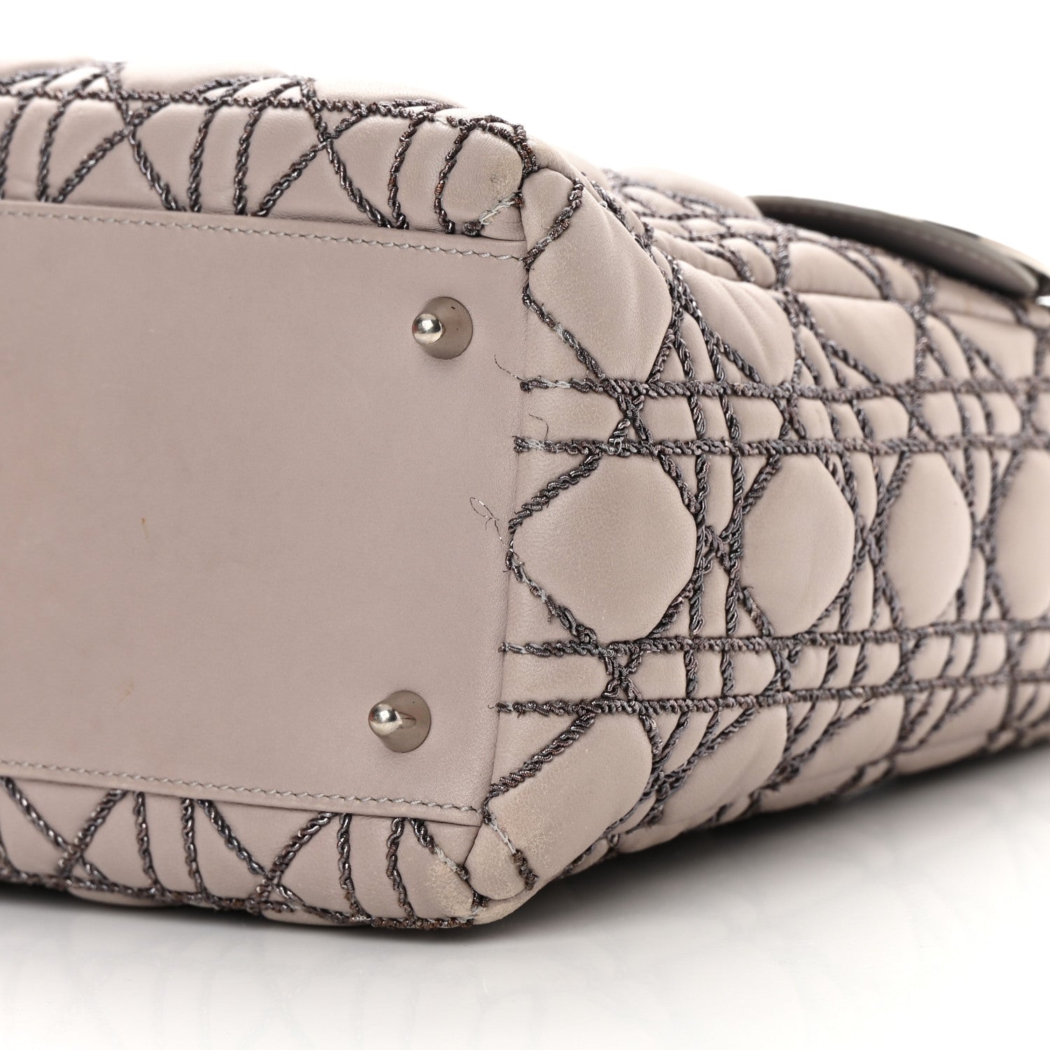 Christian Dior Lambskin Metallic Stitched Cannage Medium Lady Dior Grey Silver 10 of 20