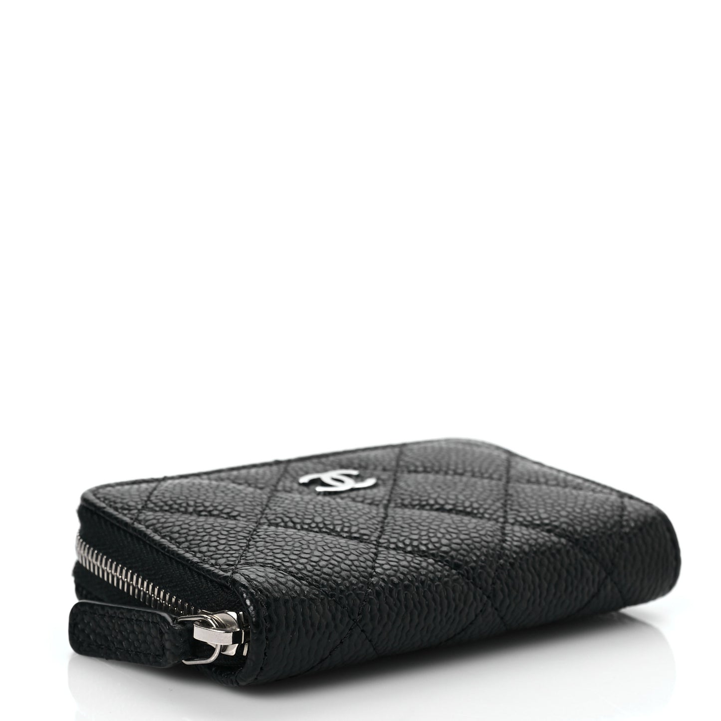 Caviar Quilted Zip Coin Purse Black