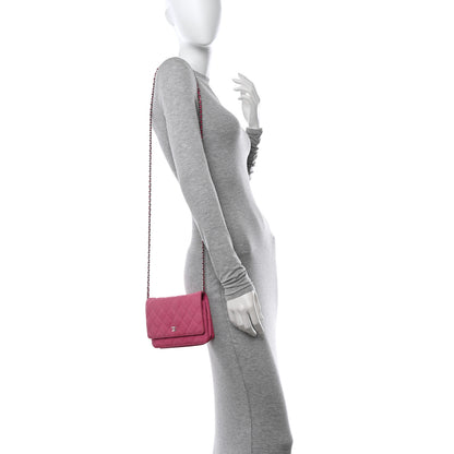 Chanel Iridescent Caviar Quilted Wallet on Chain WOC Pink 2 of 14