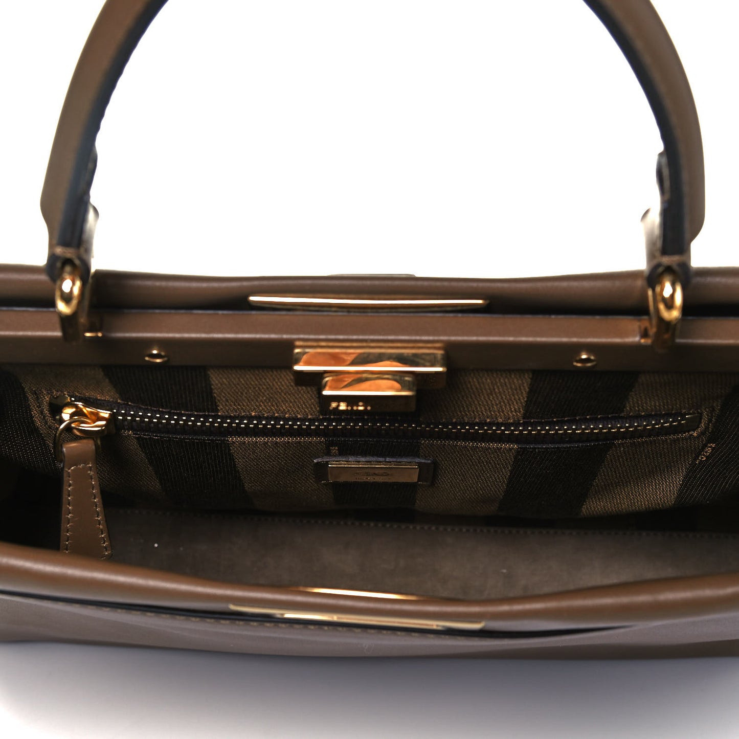 Vitello Morgan Fabric Jacquard Pequin Medium Peekaboo Iconic Satchel Foresta Tobacco Black