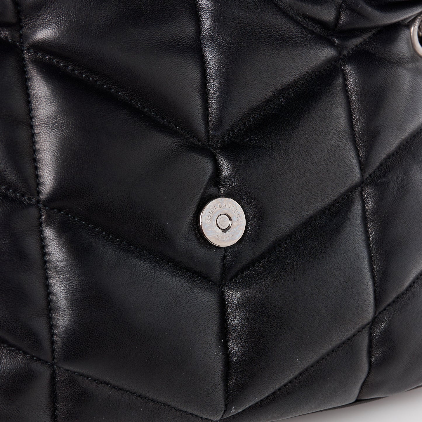 Lambskin Quilted Small Loulou Puffer Monogram Chain Satchel Black