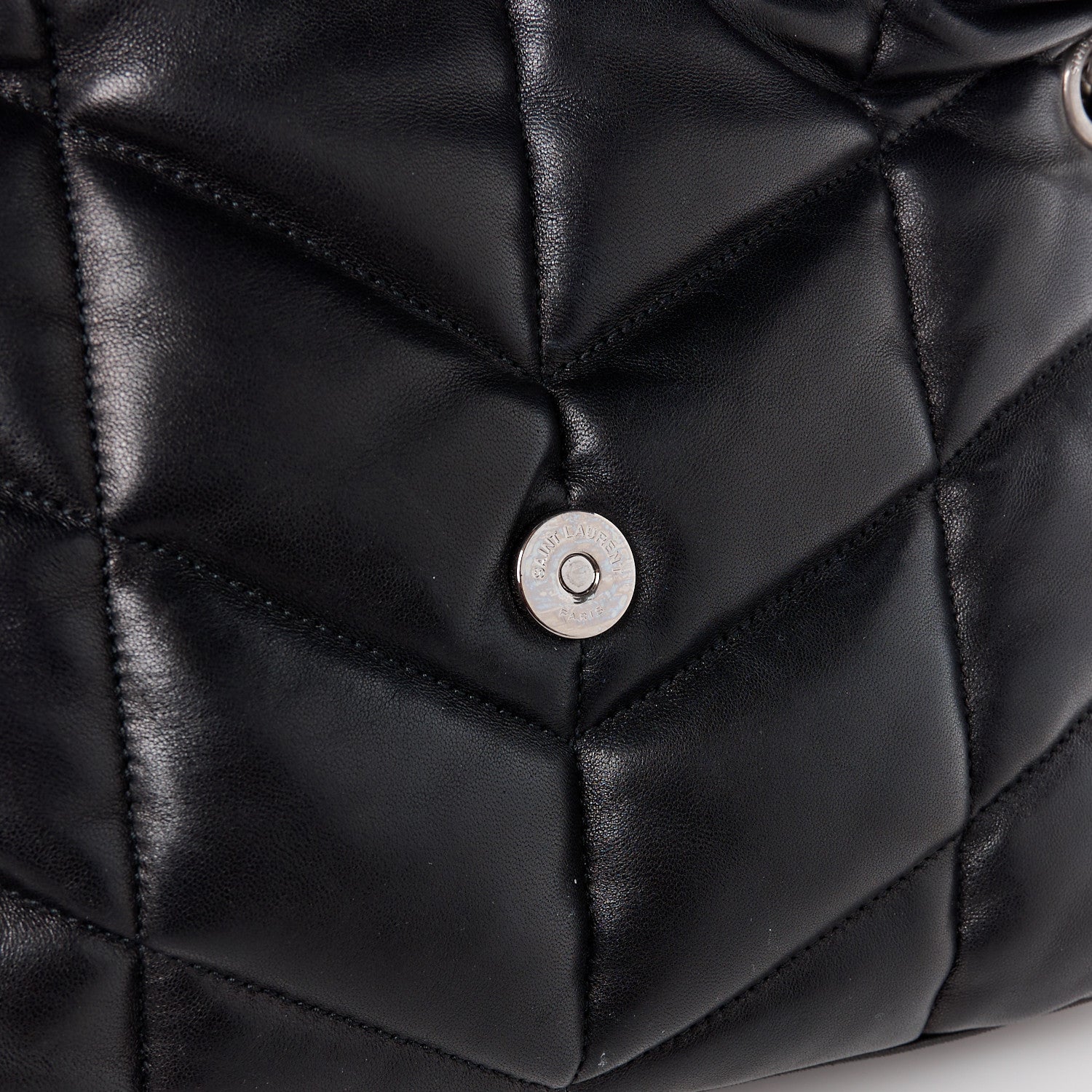Saint Laurent Lambskin Quilted Small Loulou Puffer Monogram Chain Satchel Black 13 of 15