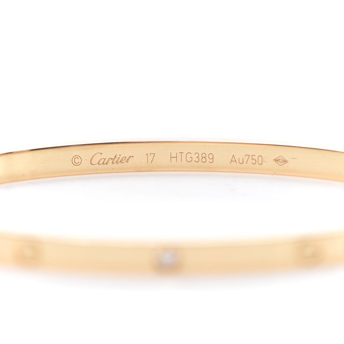 18K Yellow Gold 6 Diamond Small LOVE Bracelet 17