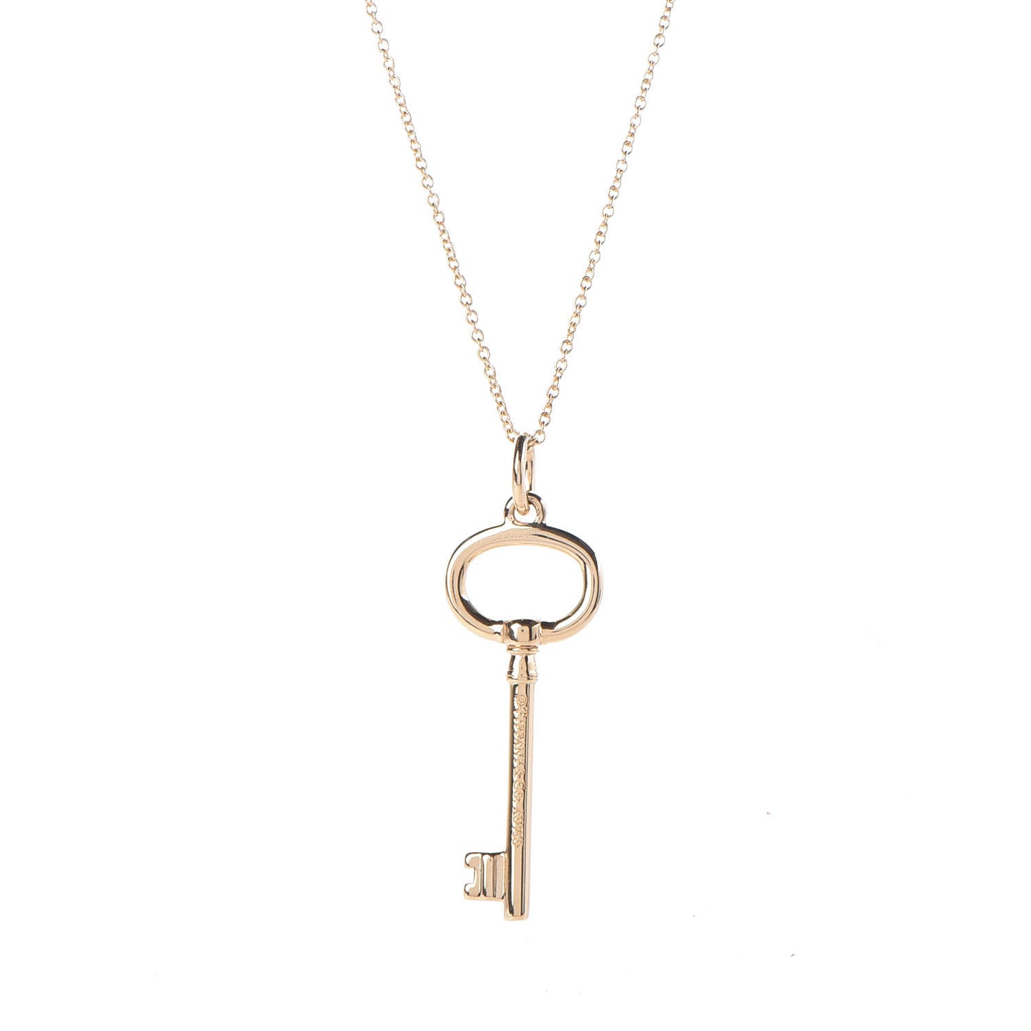 18K Yellow Gold Small Oval Key Pendant Necklace