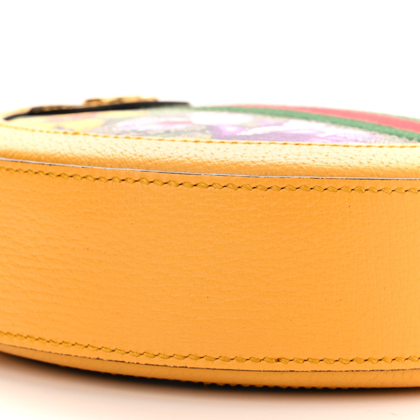 GG Supreme Monogram Flora Web Mini Ophidia Round Shoulder Bag Beige Multicolor Crop