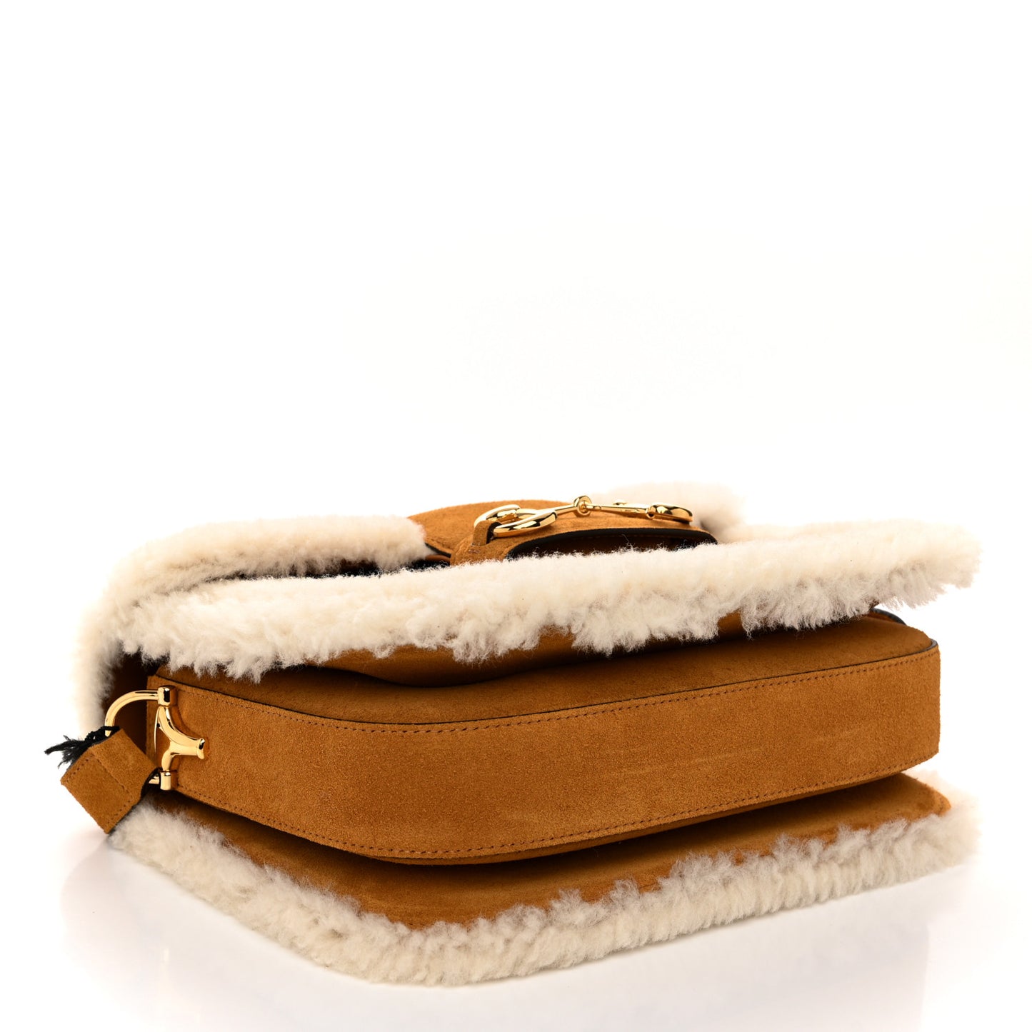 Suede Shearling Horsebit 1955 Shoulder Bag Brown