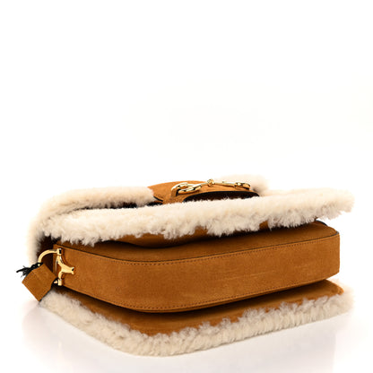 Gucci Suede Shearling Horsebit 1955 Shoulder Bag Brown 4 of 10
