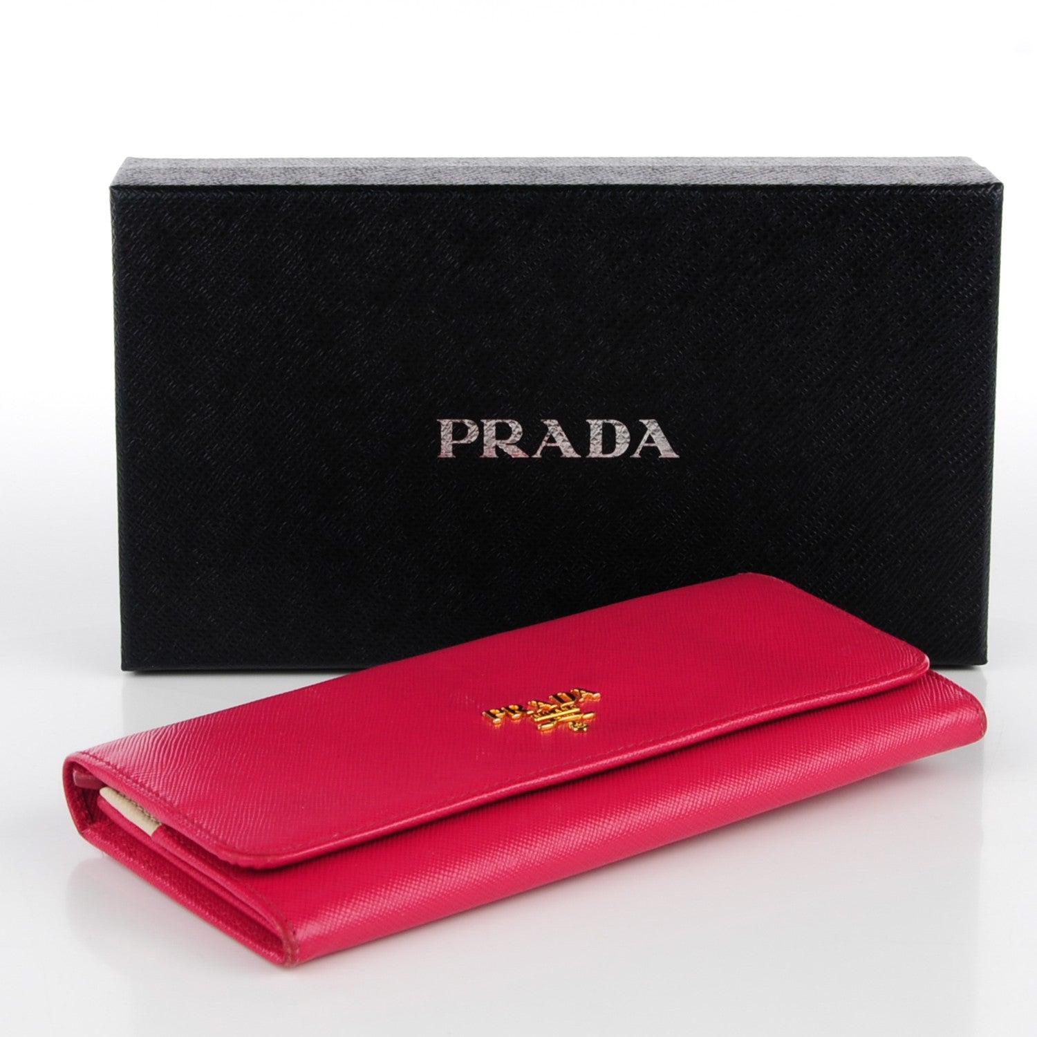 Prada Saffiano Metal Continental Flap Wallet Peonia Begonia 4 of 9