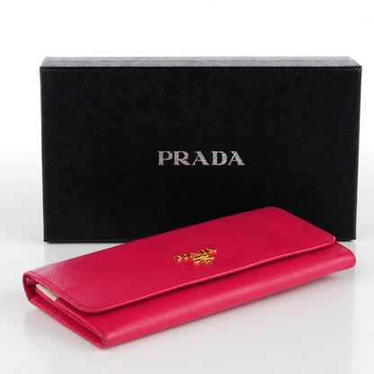 Prada Saffiano Metal Continental Flap Wallet Peonia Begonia 4 of 9