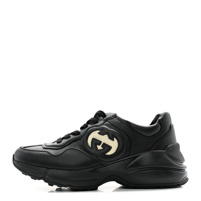 Gucci Dali Soft Calfskin Cut Out Interlocking G Womens Rhyton Sneakers 37 Black Ivoire 1 of 11