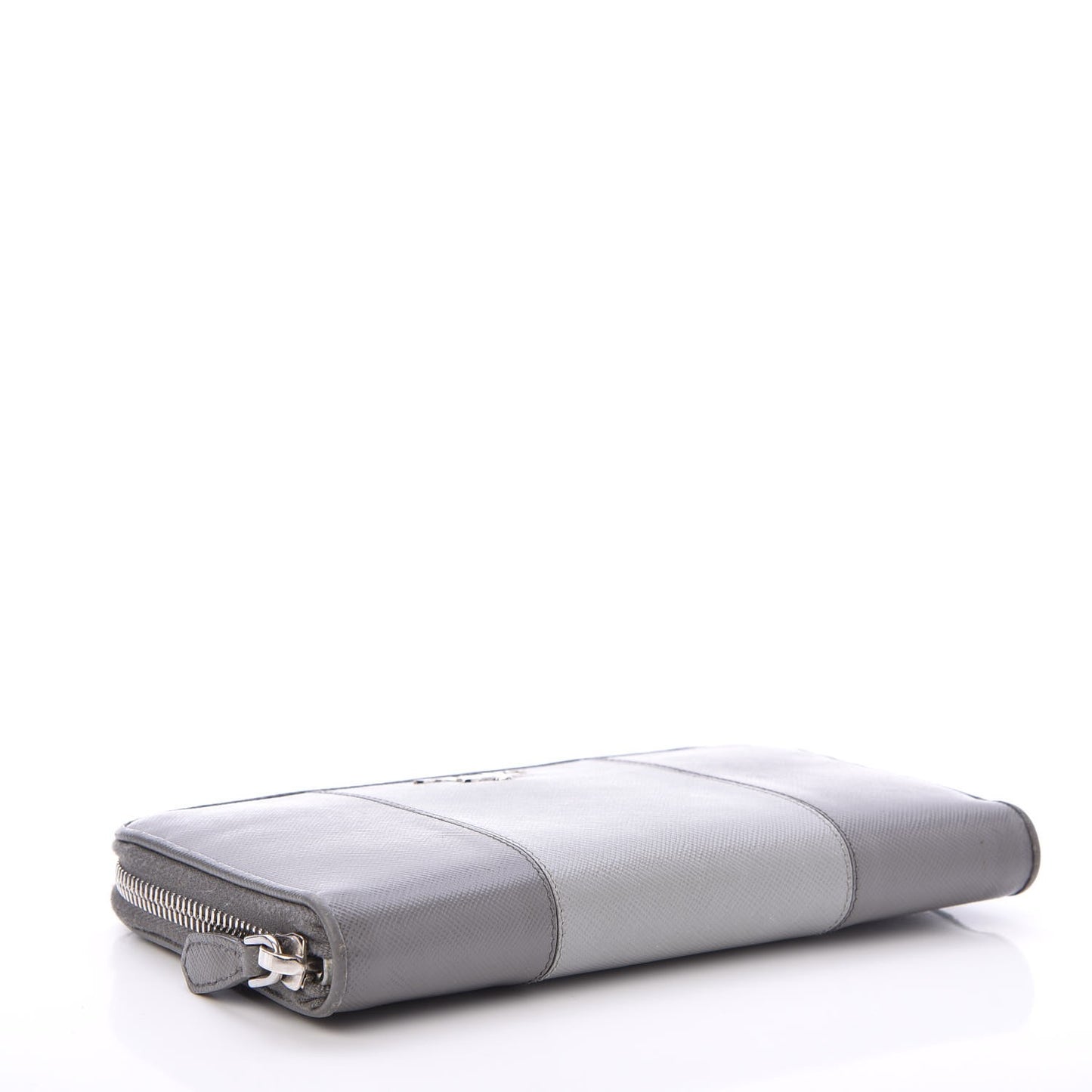 Saffiano Bi-Color Metal Zip Around Wallet Marmo Nube
