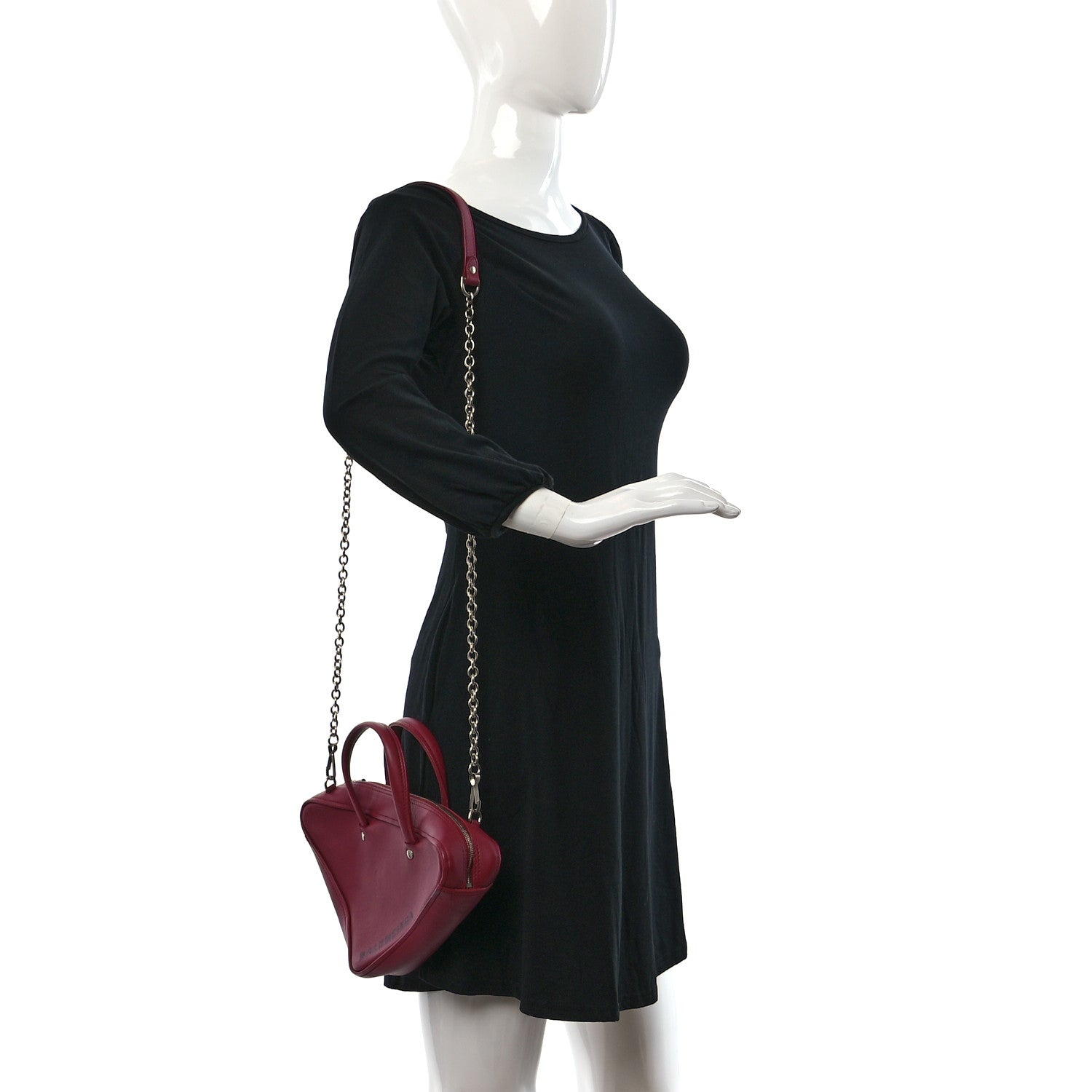 Balenciaga Calfskin XS Triangle Chain Duffle Rouge Grenat 2 of 14