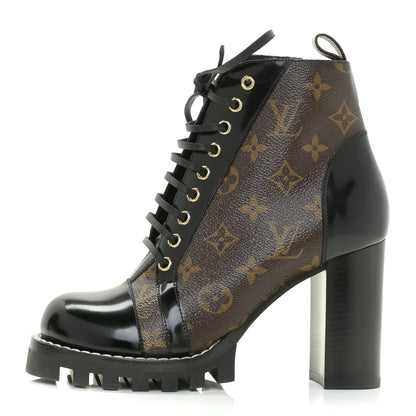 Louis Vuitton Patent Calfskin Monogram Star Trail Ankle Boots 38 Black 1 of 11