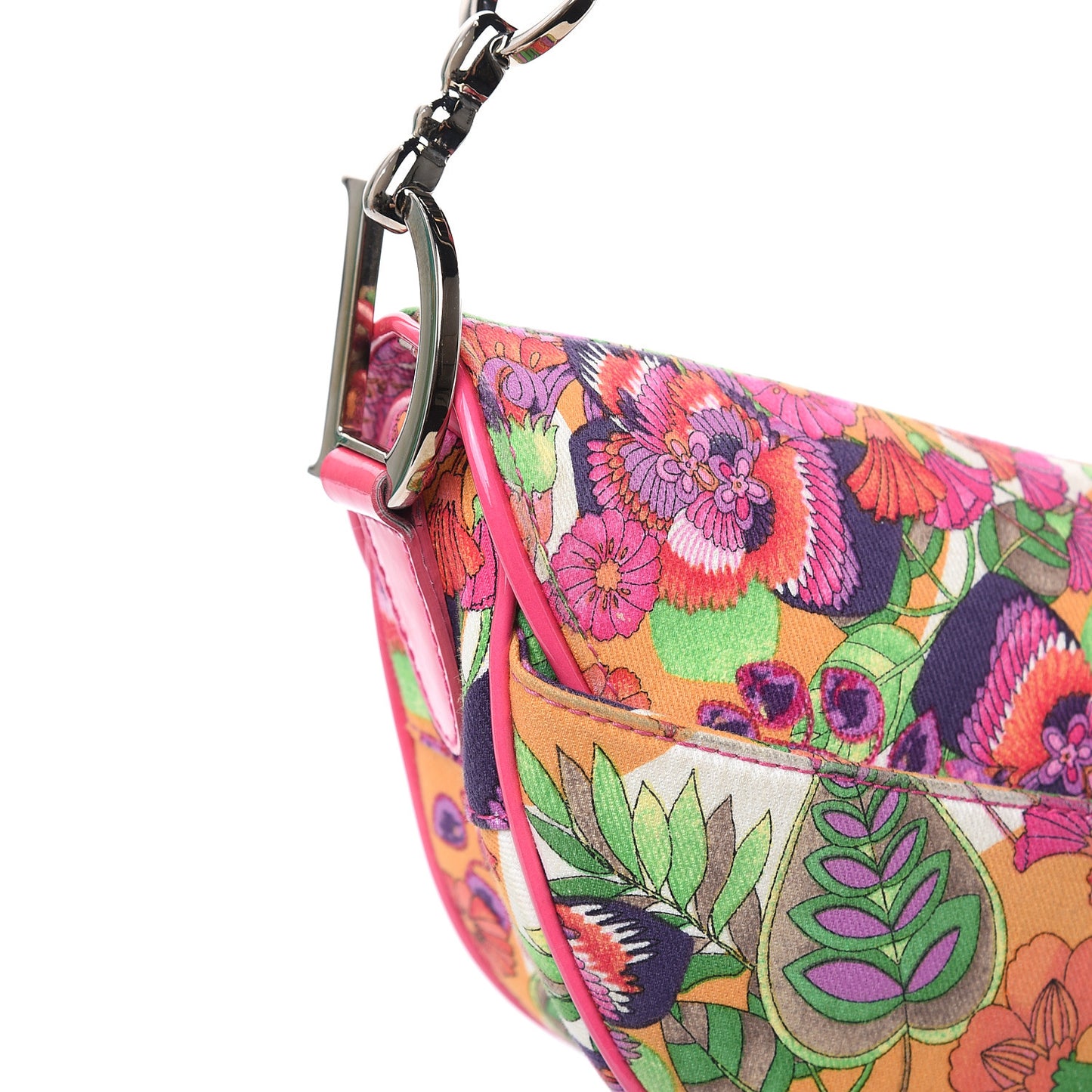 Canvas Floral Saddle Bag Multicolor