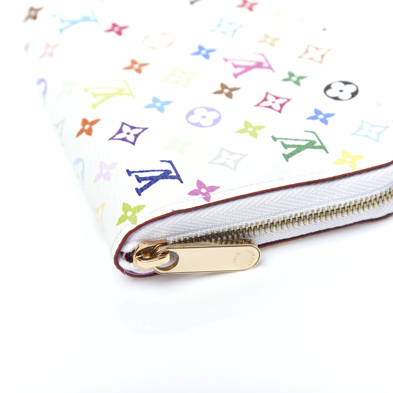 Louis Vuitton Monogram Multicolor Zippy Coin Purse Wallet White Litchi 8 of 9